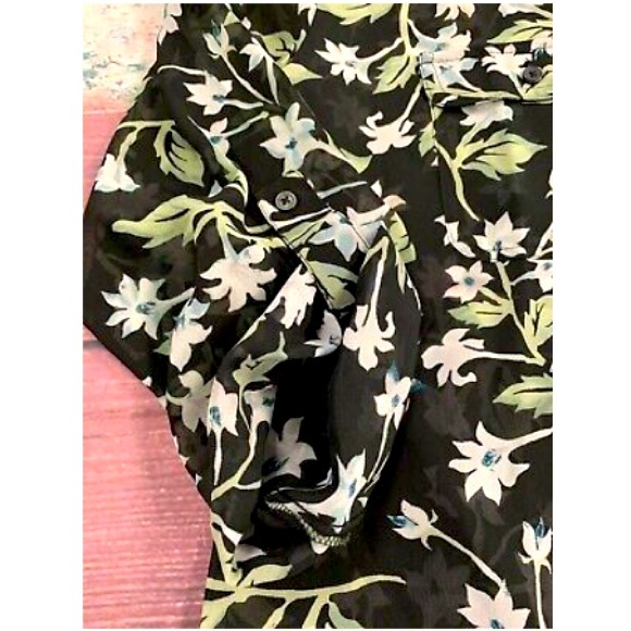 Loft sheer floral collarless button down shirt - Picture 4 of 7